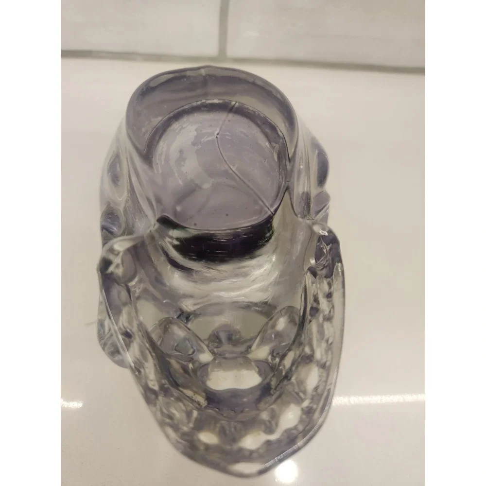 Skull Votive Candle Holder Heavy Glass Smoky Clear Colored Collectible Halloween